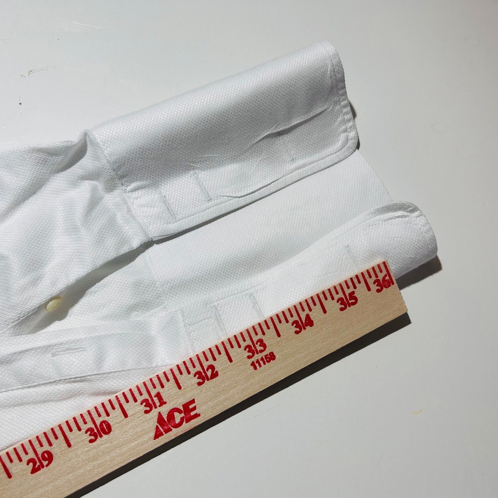 David Donahue 17 34/35 Regular Fit Dress Shirt All White French Cuff Formal Mens - Picture 7 of 8
